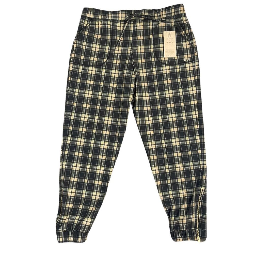 Albion Black and Cream Plaid Track Joggers